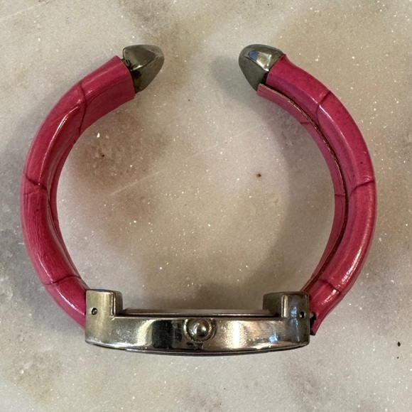 Pink Cuff Watch With Wide Metal Frame - Picture 8 of 11